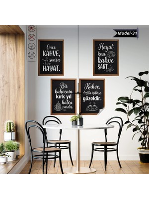 Akıllı Kağıt Statik Tutunma Özellikli Tablo - Poster Kahve Köşesi Diğer (Model- 31)