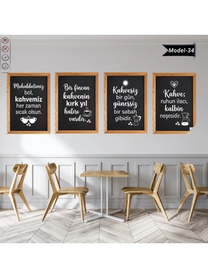 Akıllı Kağıt Statik Tutunma Özellikli Tablo - Poster Kahve Köşesi Diğer (Model- 34)