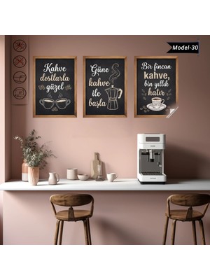 Akıllı Kağıt Statik Tutunma Özellikli Tablo - Poster Kahve Köşesi Diğer (Model- 30)