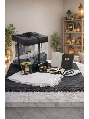 İhvan Online Lüks Özel Pvc Kutu Hediyelik Çeyizlik Ibadet Seti - Siyah