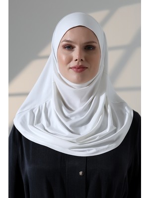 İhvan Online Tek Parça Pratik Namaz Başörtüsü, Hazır Geçmeli Tesettür Şal - Beyaz