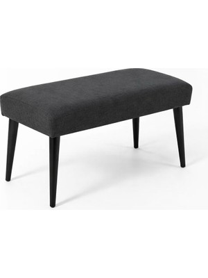 Waterybrook Bench Bank Puf -  Keten - Siyah Ahşap Ayaklı - Retro Modern Tasarım & Dekoratif Sehpa