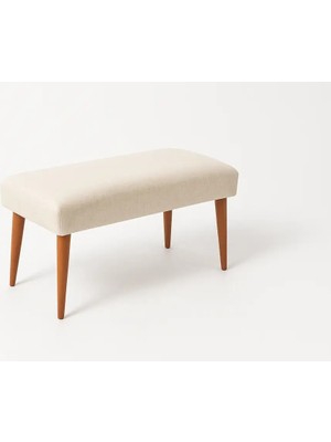 Waterybrook Bench Bank Puf -  Keten - Ceviz Ahşap Ayaklı - Retro Modern Tasarım & Dekoratif Sehpa