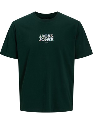 Jack & Jones Erkek Bisiklet Yaka Gögüs Baskili Tisört - New Plas