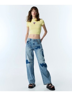 Twist Baskılı Barrel Fit Jean Pantolon TS1260018052629