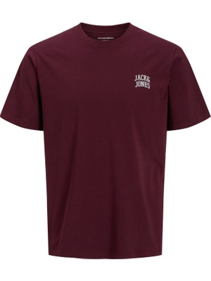 Jack & Jones Erkek Bisiklet Yaka Gögüs Baskili Tisört - Noge