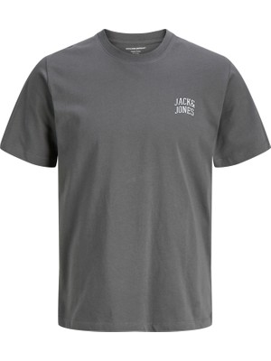 Jack & Jones Erkek Bisiklet Yaka Gögüs Baskili Tisört - Noge