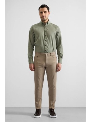 Süvari Bej Düz Casual Pantolon