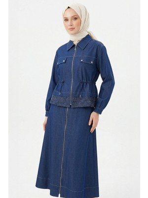 Lale Butik Levidor Tunik Etek Takım 13108 Lacivert