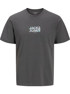 Jack & Jones Erkek Bisiklet Yaka Gögüs Baskili Tisört - New Plas