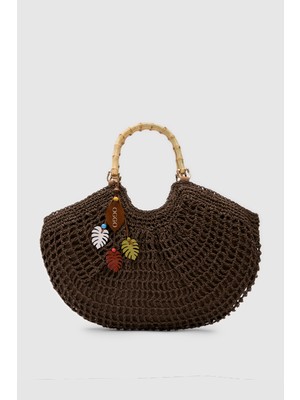 Oggo Hasır Bambu Saplı El Çantası