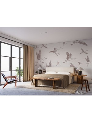 Lotus Aura Turna Kuşu Dekoratif Duvar Posteri, Uçan Kuş Desenli Duvar Kağıdı