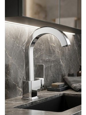 Kustar Profil Aç Kapa Lavabo Bataryası Kare Baston Model