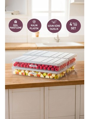 Selka Home 4 Adet 1 Lt. Nora Organizer Saklama Kabı Gri Sızdırmaz Tasarım ve Çok Amaçlı Kullanım