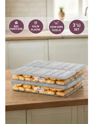 Selka Home 3'lü Set Nora Organizer Saklama Kabı Açık Gri 2,25 lt ve 1 lt Kapasite ile Dayanıklı Plastik