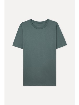 Mudo Erkek Yeşil Pamuklu Bisiklet Yaka T-Shirt