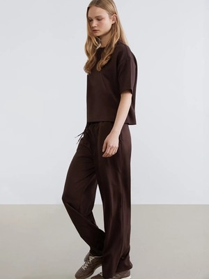 LC Waikiki Xsıde Kahverengi Beli Lastikli Kadın Kalın Eşofman Altı