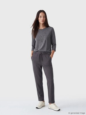 LC Waikiki Lcw Eco Antrasit Beli Lastikli Soft Touch Kadın Eşofman Altı