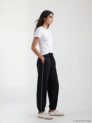 LC Waikiki Natuvera Lacivert Beli Lastikli Kadın Jogger Eşofman Altı