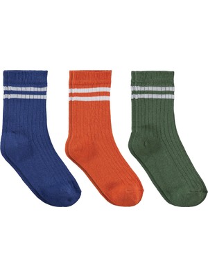 3170 Civil Boys Basic Spor Çizgili 3'lü 2-12 Yaş Erkek Soket Çorap - Standart 6-7 Yaş