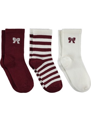 4164 Civil Girls Kurdele 3'lü 2-12 Yaş Kız Soket Çorap - Standart 2-3 Yaş