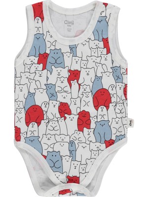 Civil Baby Sevimli Ayıcıklar Empirme 3-36 Ay Çıtçıtlı Badi - Ekru