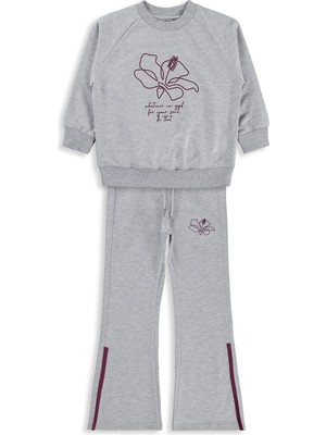 Mışıl Kids Paça Yırtmaçlı 6-9 Yaş Eşofman Takımı - Gri
