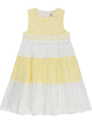Civil Girls Çiçek Dantelli 6-9 Yaş Elbise - Sarı