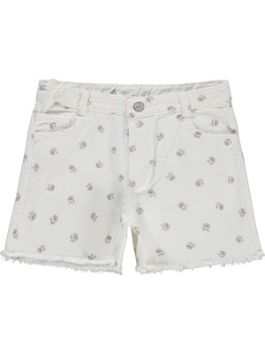 Civil Girls Çiçek Desenli 6-9 Yaş Şort - Kırık Beyaz