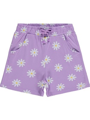 Civil Girls Papatya Desenli 6-9 Yaş Şort - Lila