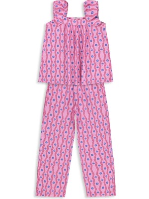 Civil Girls Palmiye Desenli 10-13 Yaş Takım - Lila