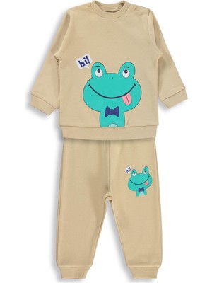 Civil Baby Kurbağa Baskılı 6-18 Ay Takım - Kahverengi 6-9 Ay