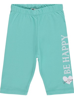 Civil Girls Be Happy Baskılı 2-5 Yaş Tayt  - Yeşil 3-4 Yaş