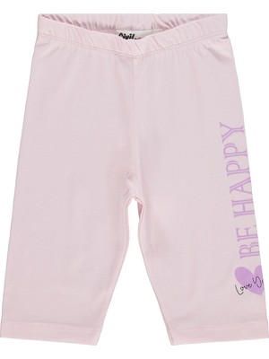 Civil Girls Be Happy Baskılı 2-5 Yaş Tayt  - Pembe 3-4 Yaş