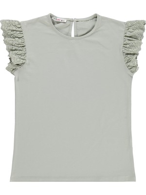 Civil Girls Fırfır Kollu 10-13 Yaş Tişört - Yeşil