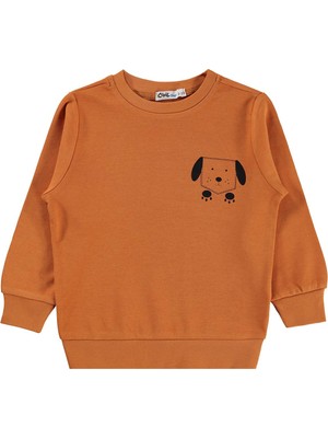 Civil Boys Köpek Baskılı 2-5 Yaş Sweatshirt - Turuncu 3-4 Yaş