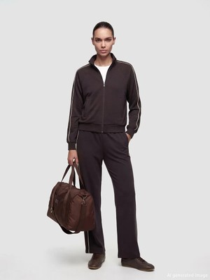 LC Waikiki Koor Sport Kahverengi Beli Lastikli Soft Touch Kadın Eşofman Altı