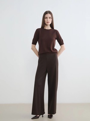 LC Waikiki Lcw Modest Kahverengi Beli Lastikli Geniş Paça Kadın Eşofman Altı