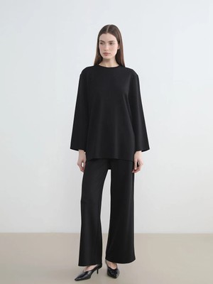 LC Waikiki Lcw Modest Siyah Beli Lastikli Geniş Paça Kadın Eşofman Altı