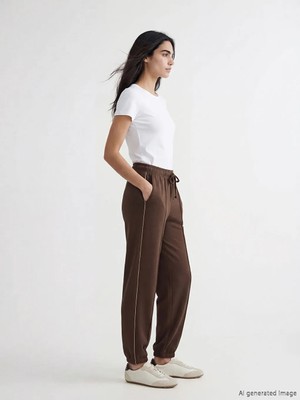 LC Waikiki Natuvera Kahverengi Beli Lastikli Kadın Jogger Eşofman Altı