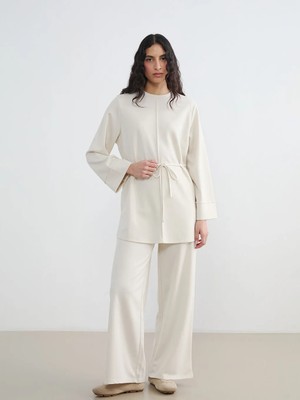 LC Waikiki Lcw Modest Bej Beli Lastikli Soft Touch Kadın Eşofman Altı