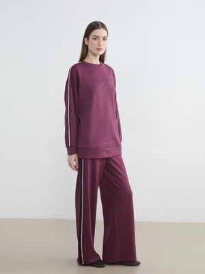 LC Waikiki Lcw Modest Mürdüm Beli Lastikli Soft Touch Kadın Eşofman Altı