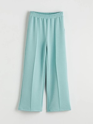 LC Waikiki Lcw Kids Yeşil Beli Lastikli Geniş Paça Kız Çocuk Eşofman Altı