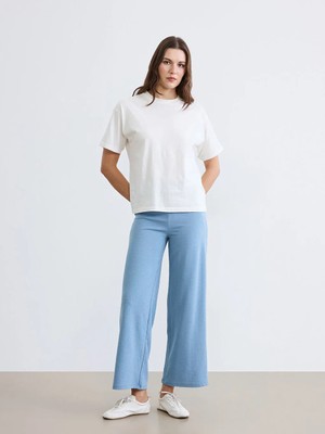 LC Waikiki Lc Waıkıkı Mavi Beli Lastikli Geniş Paça Kadın Eşofman Altı