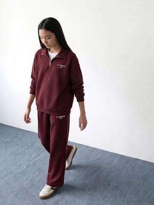 LC Waikiki Lcw Modest Mürdüm L.a. Athletic Nakışlı Soft Touch Kadın Eşofman Altı