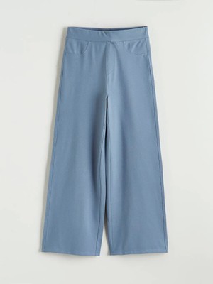 LC Waikiki Lcw Kids Lacivert Denim Görünümlü Geniş Paça Kız Çocuk Eşofman Altı