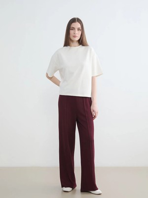 LC Waikiki Lcw Modest Bordo Beli Lastikli Geniş Paça Kadın Eşofman Altı