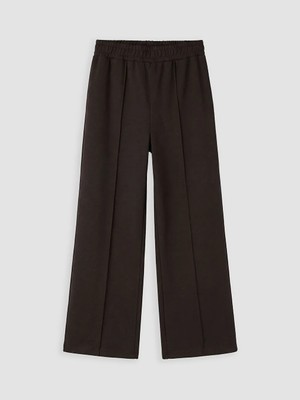 LC Waikiki Lcw Kids Kahverengi Geniş Paça Kız Çocuk Soft Touch Eşofman Altı