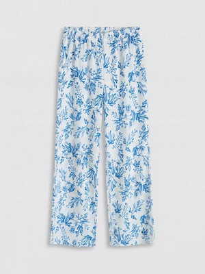 LC Waikiki Lcw Kids Mavi Geniş Paça Kız Çocuk Desenli Eşofman Altı