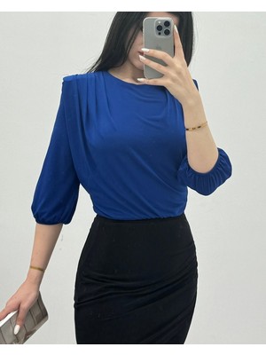 Modamorfo Içi Tulumlu Omuzdan Büzgülü Vatkalı Sendy Bluz -Saks